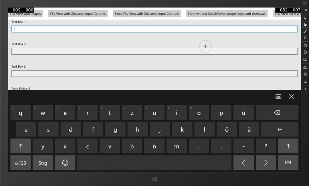 ...then the touch keyboard is not dismissed and instead, the first input control of the form is focused.